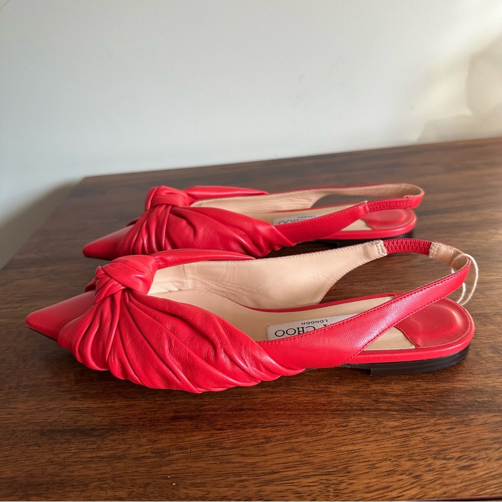 Jimmy Choo Annabell Flat Nap Chilli Leather Flat Shoes size 6 - Picture 6 of 10